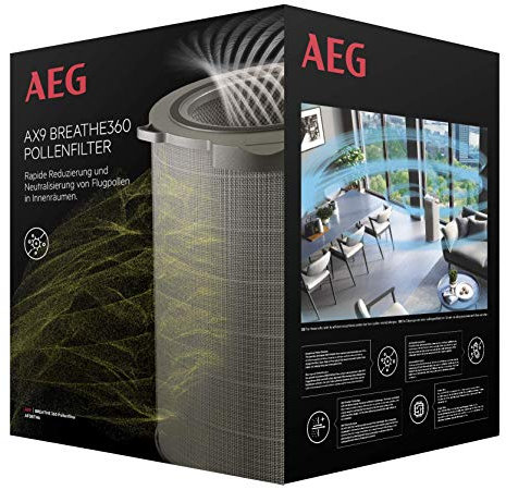 AEG Filtro antialergias, polen, antiolores para purificador de Aire AX91-604, neutraliza hasta 99,9%, vida útil 2 años