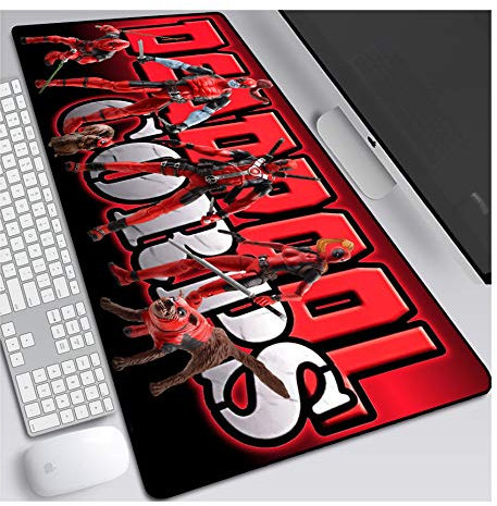 Mouse Mat New mutant Deadpool XXL Anime Mouse Pad, Speed Gaming Mouse Mat, Extra Large 900 x 400 x 3mm, Water-Resistant Mousepad with Non-Slip Rubber Base,Smooth Cloth Surface for computer PC, B