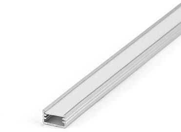 DQ-PP LED ALUMINIUM PROFIL | Slim | 1m | alu-eloxiert | milchglas Abdeckung | 2 Klammern und 2 Endkappen | Alu Schiene Leiste für LED-Streifen