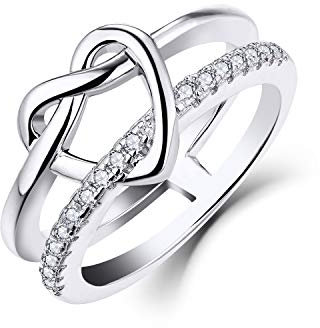 JO WISDOM Damen Ring Herz Breit Silber 925 Ringe Unendlichkeit mit 3A Zirkonia Swarovski Verlobungsring,Schmuck für Frauen