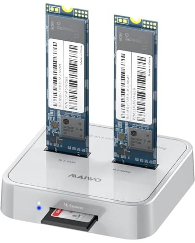 MAIWO M.2 SATA and NVMe Estación de Acoplamiento, SSD Duplicador, con Lector de Tarjetas SD Express, USB C 10Gbps, para M o B&M-Key NVMe SSD y B&M-Key M.2 SATA SSD(K3016SD)