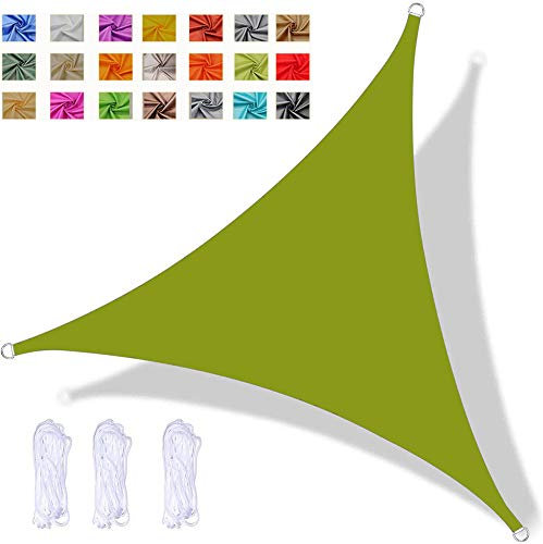 Toldo Vela de Sombra Triangular 4.5x4.5x4.5m Impermeable PES Toldo Protección Rayos 98% UV para Patio Jardín Balcón Exteriores, Amarillo Verde