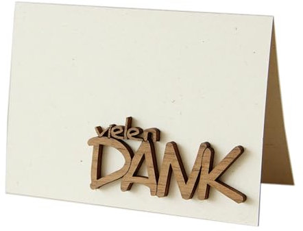 Original Holzgrusskarte - Geschenkkarte mit Echtholzmotiv vielen Dank aus Nussholz, Glückwunschkarte, Grußkarte, Postkarte, Geschenkkarte, Dankeskarte, Gutscheinkarte