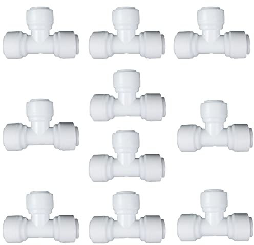 XINWOO Quick Connect Fittings RO Wasserfilter, 10 Stück (T-Typ, 6,35 mm Rohr-Außendurchmesser)