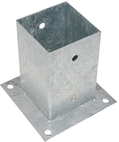 WEIDENPROFI Pfostenträger Bodenhülse verzinkt, Aufschraubhülse für Vierkantpfosten 7 x 7 cm