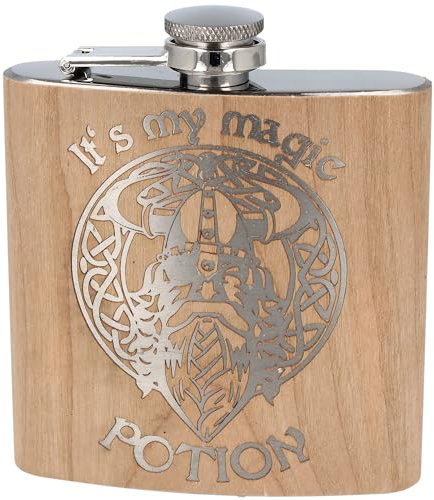 Spruchreif | Cadeau viking pour homme | Valhalla | Flasque en bois | Flasque gravée en acier inoxydable | Flasque d'alcool | Bouteille à boire | Cadeau gag | Flasque à liqueur | Cave pour homme