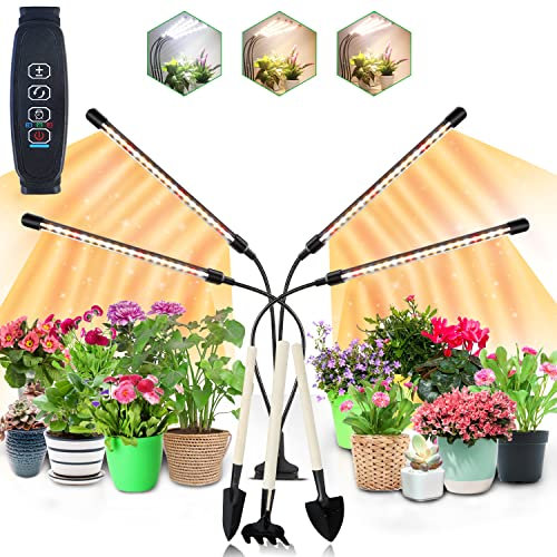 COKOLILA lampada per piante, 80 LED Lampada da Coltivazione spettro completo Lampade per Piante 3000k 5000k 660nm con timer, 10 livelli, 3 modalità per piante da interno