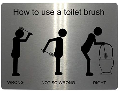 119 How to use a toilet brush Funny Metal Aluminium Plaque Sign House Office Pub (15x10cm, Brushed Silver)