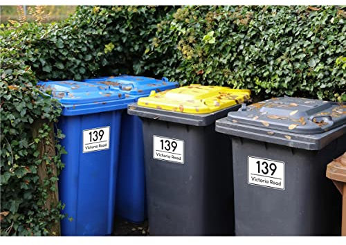 Personalisierte Aufkleber für Mülltonnen, Abfallbehälter & Wheelie Bins | Wetterfest & UV-beständig – Mit Hausnummer & Straße Für Restmüll, Bio, Papier, Gelber Sack | Made in Germany