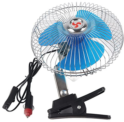 Aire acondicionado portátil para automóvil, Mini ventilador portátil para automóvil, 12V 25W Mini Clip portátil para vehículo automático en ventilador oscilante de enfriamiento para tablero de automóv