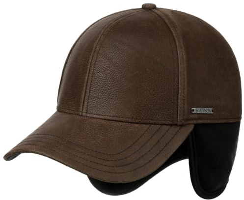 Stetson Chevrette Cowhide Cap Baseballcap Fullcap mit Ohrenklappen Damen und Herren Herbst Winter braun XXL (62-63 cm)