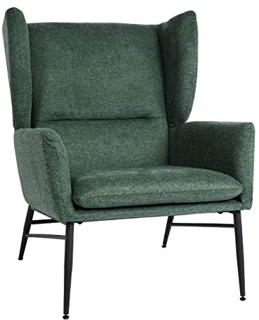 Lounge-Sessel HWC-L62, Ohrensessel Cocktailsessel Sessel Polstersessel, Stoff/Textil Metall - grün