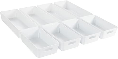 Hummelladen Schubladen Ordnungssystem - 6 cm hoch - 8 Teile in 2 Größen - für 50x50 cm Schublade - Aufbewahrungsbox weiß - Organizer