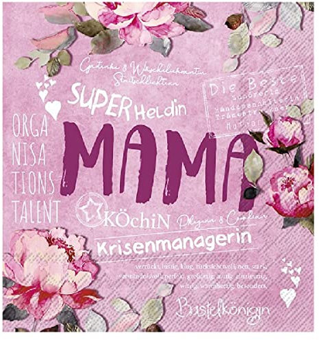 20 Servietten Mama Krisenmanagerin | Sprüche | Muttertag | Geburtstag | Tischdeko | Decoupage | Serviettentechnik 33x33cm