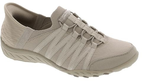 Skechers Damen Breathe Easy-Roll with Me Sneakers, Taupe Ripstop/Knit, 38 EU