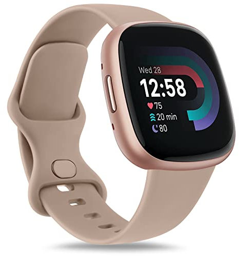 Oumida für Fitbit Versa 3 Armband/Fitbit Versa 4 Armband/Fitbit Sense 2 Armband Damen Herren, Weiches Sport Ersatz Armband Kompatibel mit Fitbit Versa 3/Versa 4/Fitbit Sense/Sense 2(S,Dunkle Aprikose)
