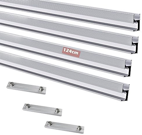 Warmfay Solarpanel Halterung Aluprofil,Dachhalterung Solarmodul PV Montageschiene 4 X113.4cm schienen und 3 X Profilverbinder,halterung für solarmodule,Balkonkraftwerk Befestigung Ziegeldach Set