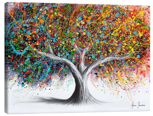 Posterlounge Tree of Celebration Stampa su tela di Ashvin Harrison 70 x 50 cm Colorato Quadri Decorazione per pareti
