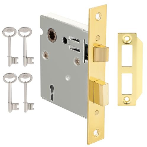 Toptotoo Ensemble de serrure à mortaise pour porte intérieure, pièces de rechange pour ancienne serrure de porte, matériel de serrure de porte vintage antique, clés squelettes et loquet réversible,