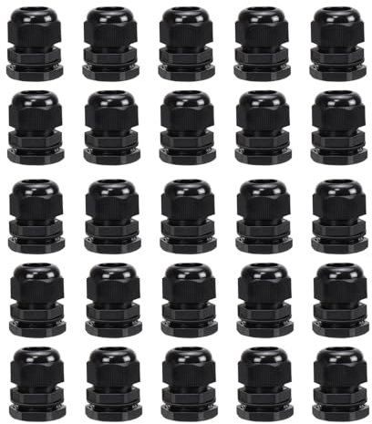 AVARTEK 25 Pack 20mm Nylon Cable Glands, Suitable for 6-12mm, M20 Thread IP68 Gland Connectors (Black)