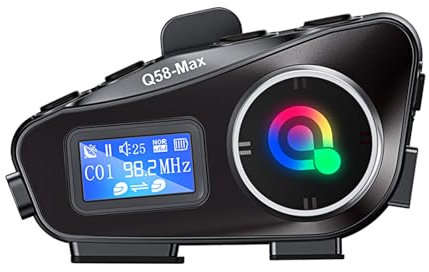 Docooler Q58 Max Kabelloses Motorrad-Intercom-Headset mit Geräuschunterdrückung für 2 Fahrer, die gleichzeitig innerhalb von 500 m sprechen