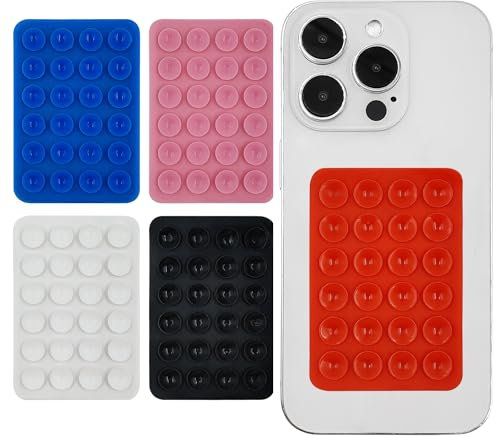 AYWFEY 5 PCS Silicona Soporte para Teléfono con Ventosa, Doble Silicona Cara Ventosa, Pegadas en la Parte Trasera del Teléfono Móvil, Multifuncionales Ventosas para Selfie, Baños, Espejos, Automóviles