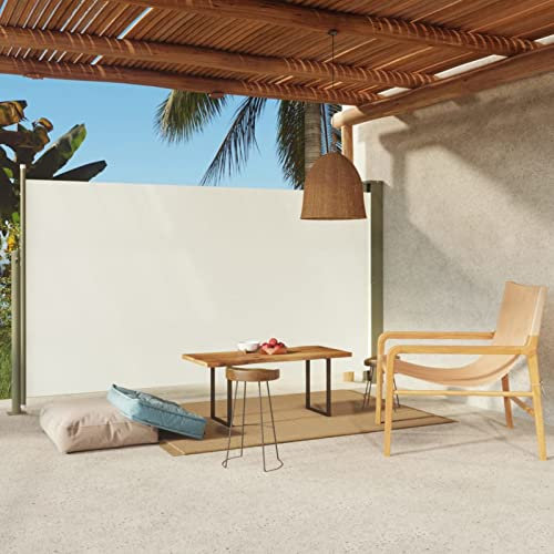 CCKUHN Ausziehbare Seitenmarkise für die Terrasse, 170 x 300 cm, cremefarben, ausziehbare Seitenmarkise, Sichtschutz für den Garten, Sonnenschutz-317887