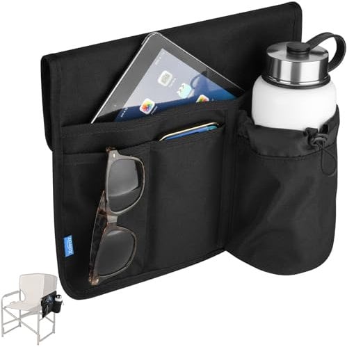 Xxerciz Beach Chair Cup Holder, Camping Chair Armrest Drink Organizer with Easily Attached Hook and Loop Strap, Universal Chair Accessory for Water Bottle, Sunglasses, Phone, Tablet, etc.