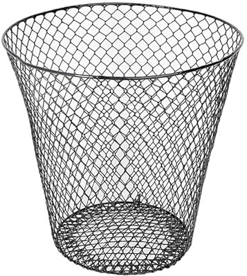 Papelera de metal, 12 L, para oficina, color negro, rejilla de metal, pequeña papelera, papelera, oficina, escritorio, dormitorio, baño, 23 x 23 x 15 cm (negro, 23 cm x 23 cm x 15 cm)