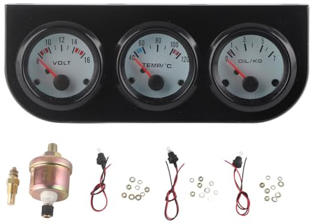 Juego de Triple Calibre Automotriz Triple 24 × 10 × 8 Kit Universal de Triple Calibre para Coche Temperatura del Agua Voltios Medidor de Presión de Aceite 52mm Kit de