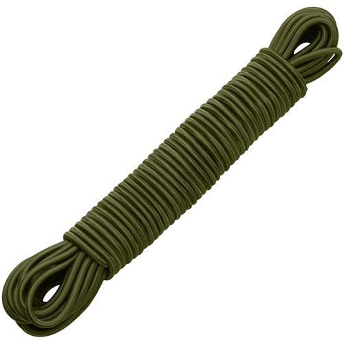 PRETEX Corda Elastica - Ø 5 mm x 20 m - Durevole per Teloni e Striscioni - Cinghia Portapacchi per Lavori Fai da Te e Imballaggio - Resiste alle Intemperie e ai Raggi UV - Verde