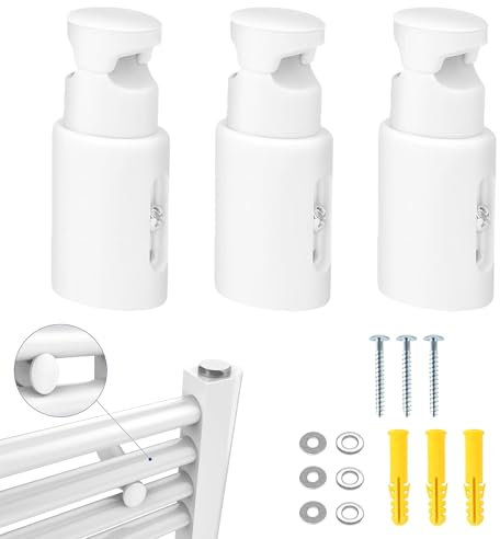 3 Set Fixation Seche Serviette,Fixations pour radiateur Sèche-Serviette, Support Universel pour Seche Serviette,Fixations Murales Réglables pour Radiateurs de Salle de Bain (Universel)