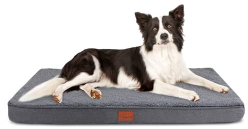 CALIYO Hundebett Mittelgroße Hunde, Hundekissen 91×69×7.6cm, Hundematte Waschbar, Memory Foam Hundematte, Dog Bed für Mittelgroße Hunde(Dunkelgrau)