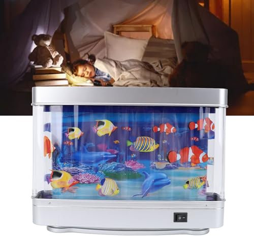 Aquarium Artificiel Réaliste avec Veilleuse de Poisson en Mouvement, Chat, bébé, Jouet pour Enfants, Séance de Relaxation Sensorielle, 30 * 22.5 * 7 Cm, Prise USB 5 V, Aquarium à