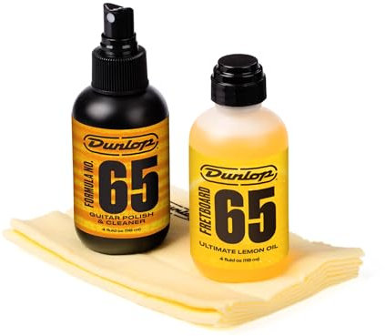 JIM DUNLOP | 6503 System 65 Body & Fingerboard Cleaning Kit, per Pulizia del Corpo e Tastiera Chitarra, Include Due Panni in Microfibra.