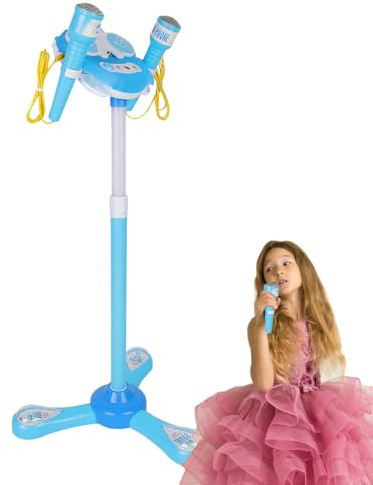 Mikrofon für mit Ständer – Mikrofon Stand, Karaoke-Maschine mit Musik | Mikrofon Stand, interaktives Kinder-Mikrofon für