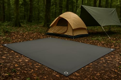 Heavy Duty Canvas Tarp for Camping & Outdoor Shelter – Waterproof Groundsheet & Tent Cover – Durable Breathable Tarpaulin for Hiking, Travel, Rain Protection (Multiple Sizes) (Grey, 8 x 8 ft)
