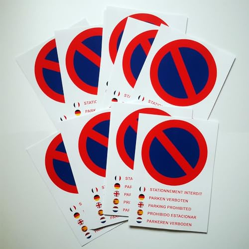 Lot de 50 Autocollants Stationnement Interdit Multilingues – Stickers Interdiction de Stationner en 6 langues – Panneaux adhésifs 10,5 x 14,8 cm – Signalisation parking privé