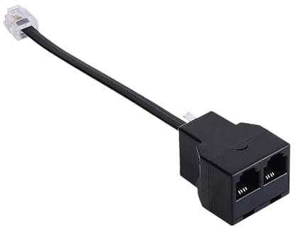 Telefonsplitter für Festnetzwerke - Port Telefonsplitteradapter, 2 -Wege RJ11 -Telefonlinie -Splitter | Kompatibler Telefonkordkonverter für Faxgeräte, Modem, DSL -Geräte, Büro -Home -Telefon -Ne