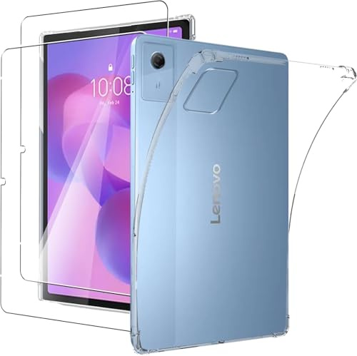 MEMELOKA Funda para Lenovo Idea Tab Tablet 11 Pulgadas (TB336FU) + Cristal Templado, Carcasa TPU Transparente Flexible Anti-arañazos con Esquinas Reforzadas, Silicona Ultrafina Anti-Choques Funda