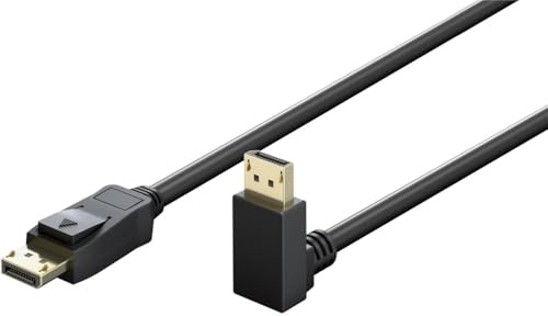 goobay DisplayPort Cable 2.0/2.1, 54 Gbps Supports FreeSync and G-Sync, HDCP 2.2, Dynamic HDR and 32 Audio Channels, Especially for Gaming / 90° Connector - 2 m / 77057