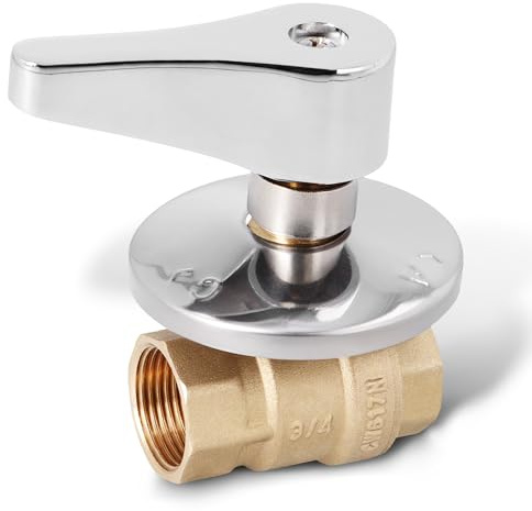 Instalguru Vanne À Boule 3/4’’ Filet Femelle Encastrée Laiton Robinet Arrêt Eau Froide Chaude Poignée Métal Rosace Chrome Clapet PTFE Plomberie Cuisine Bain