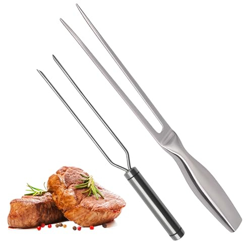 2-Piece Stainless Steel Carving Forks, Meat Fork Carving Set with 27cm Length, Durable for Roasts and Grilling