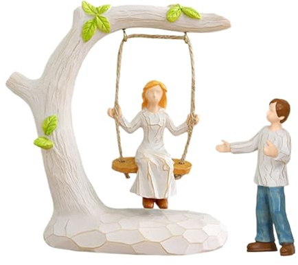 Lexsyn Decorazione Coppia Altalena - Decorazioni Camera da Letto Coppie Romantico - Statua Decorativa In Resina Per Mensola TV Tavolo Casa Genitori San Decorazione Soggiorno