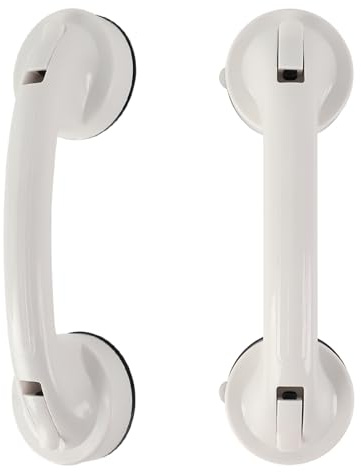 Asidero Ducha, Asidero Baño, 2 Piezas Agarrador Ducha Desmontable, Blanco | Sin perforación Plástico Agarraderas Baño para Armario,Ventana, Puerta de Cristal.Gran potencia de succión. Agarraderas baño