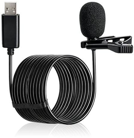 SEYUGOPTI USB A Lavalier Microphone, Lapel Clip-on Omnidirectional Condenser Computer Microphone with 2M Cable for YouTub PC and Mac Laptop Gaming Audio Video Recording