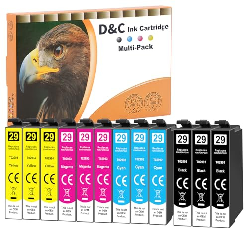 D&C 12 x Druckerpatronen 29XL Kompatibel für Epson 29 XL Patrone mit Epson Expression Home XP-442 XP-342 XP-352 XP-452 XP-335 XP-345 XP-245 XP-235 XP-247 XP-255 XP-432 XP-435 XP-445 XP-455 XP-355