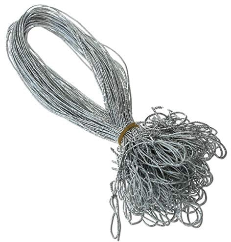 100 Stück Schmuck-Gummiband Mettalic SILBER für Einladungskarten mit Einlegeblatt - für Klappkarten A6 B6 DIN Lang Quadratisch A5 mit schöner Schlaufe