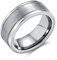 Bling Jewelry Unisex personalisierbarer einfacher doppelt gerillter gebürsteter matter Mittelstreifen-Paarring aus Titan für Männer und Frauen, silberfarben, komfortable Passform, 8MM anpassbar