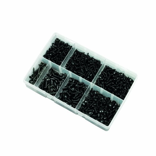 Quest Consumables Self Tapping Screws PZD Flange Head Assorted Box - Black